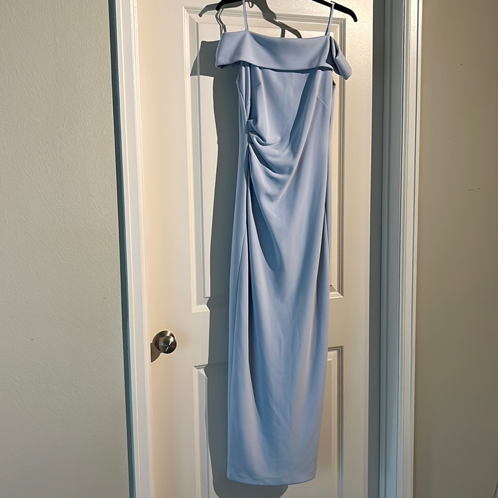 Vince Camuto Light Blue off shoulder slitted dress